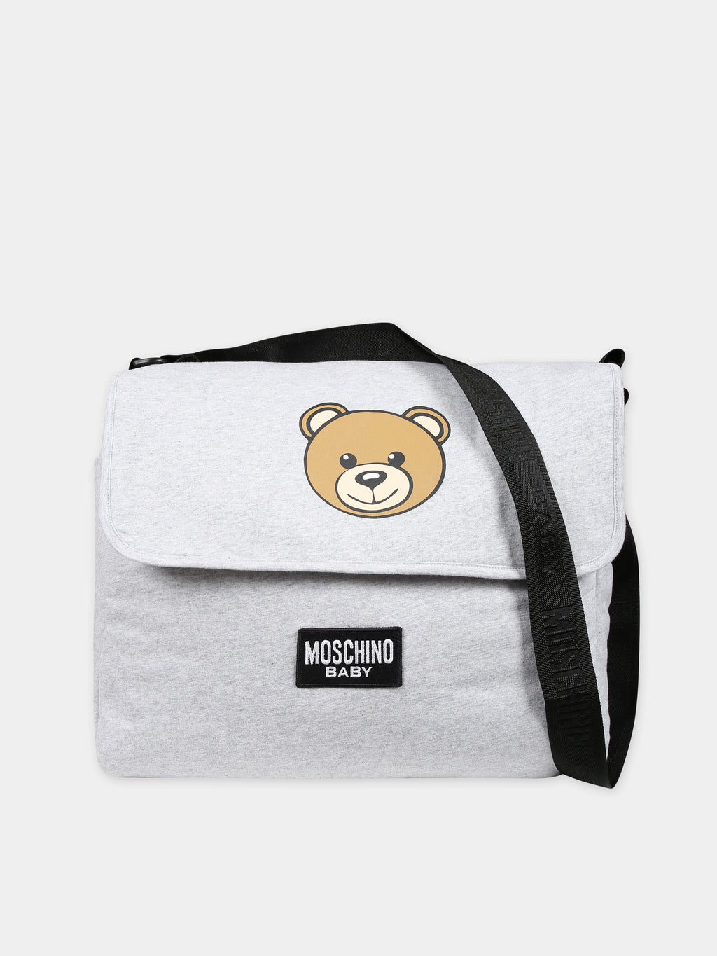 Gray mother bag for babies with Teddy Bear and logo